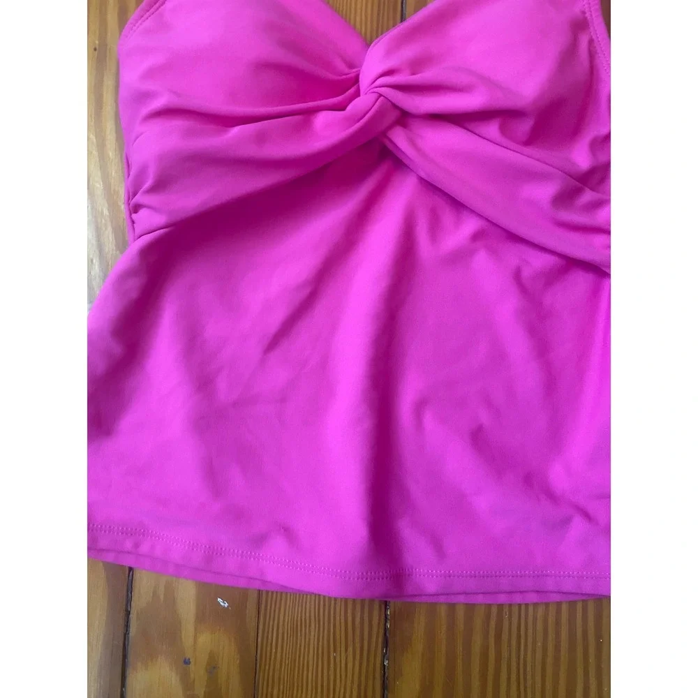 NWT Dorian Swim Womens Hot Pink Twist‎ Front Tankini Top Small